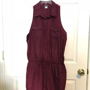 NWOT Burgundy Button Down Romper